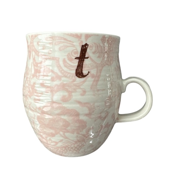 Anthropologie Other - Anthropologie Homegrown Monogram Initial T Pink Floral Coffee Tea Mug Cup